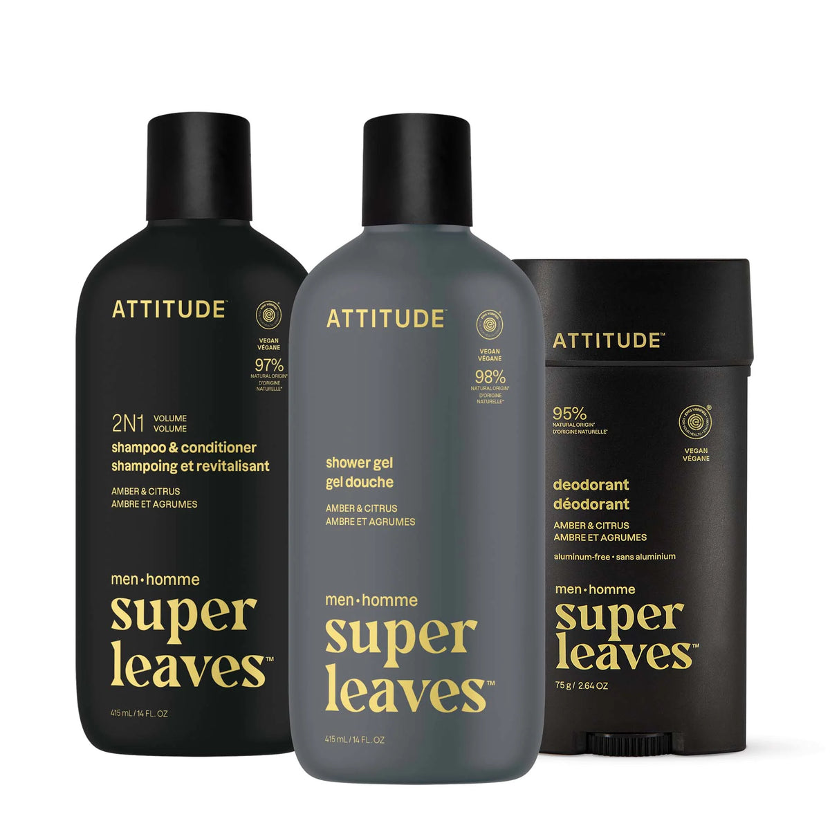 Men Hair & Body Care Kit Amber & Citrus-Bundle